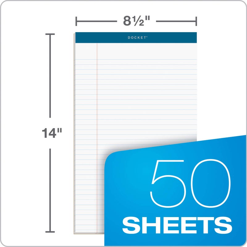 TOPS Docket Writing Pads  8-1/2"" x 14""  Legal Rule  White Paper  50 Sheets  12 Pack (63590) - Image 2